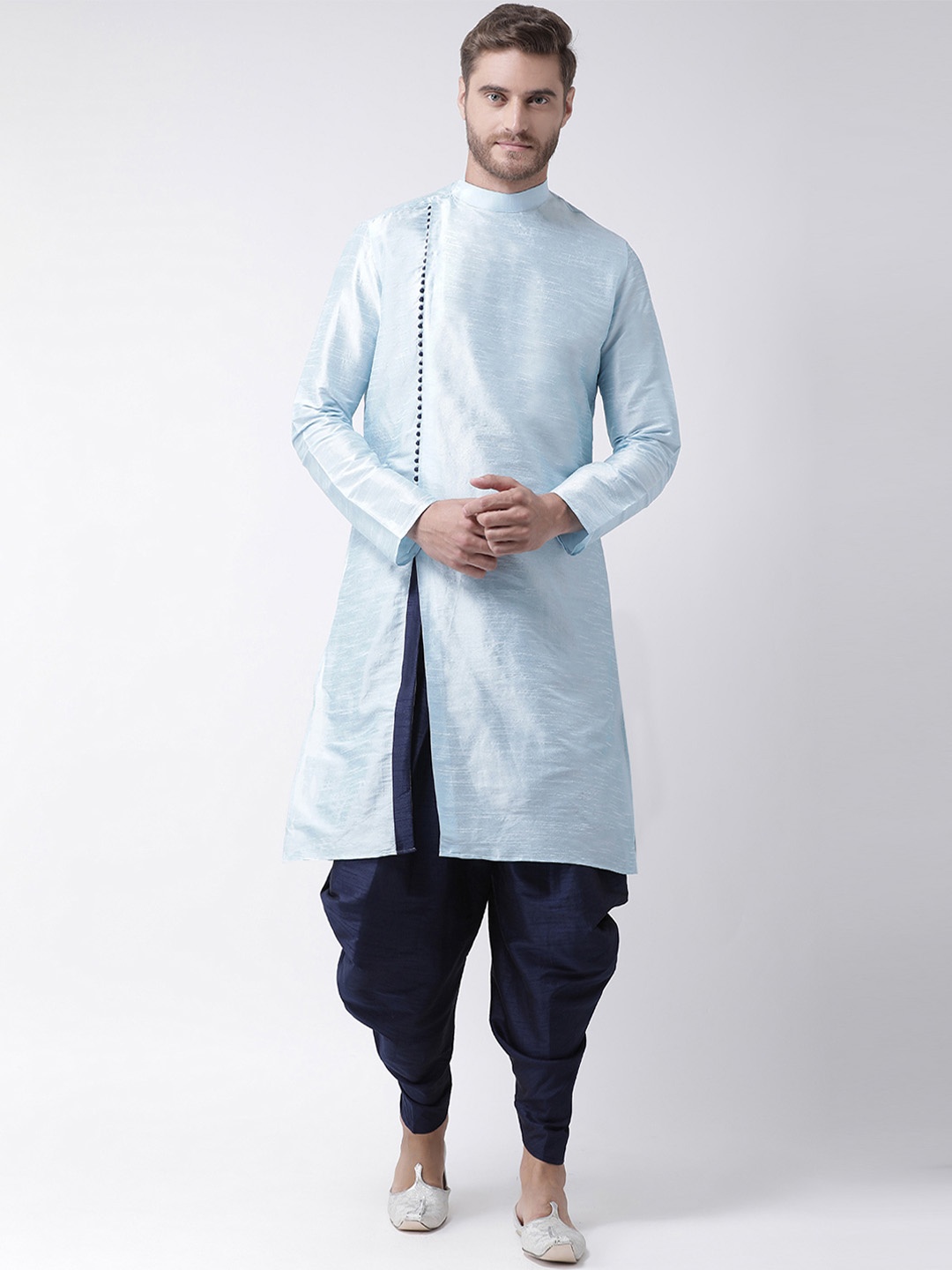 DEYANN Men Blue Solid Kurta with Dhoti Pants