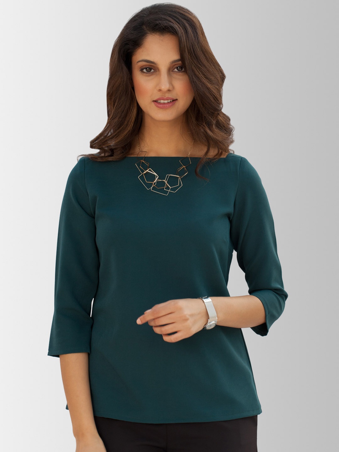 FableStreet Women Green Solid Top