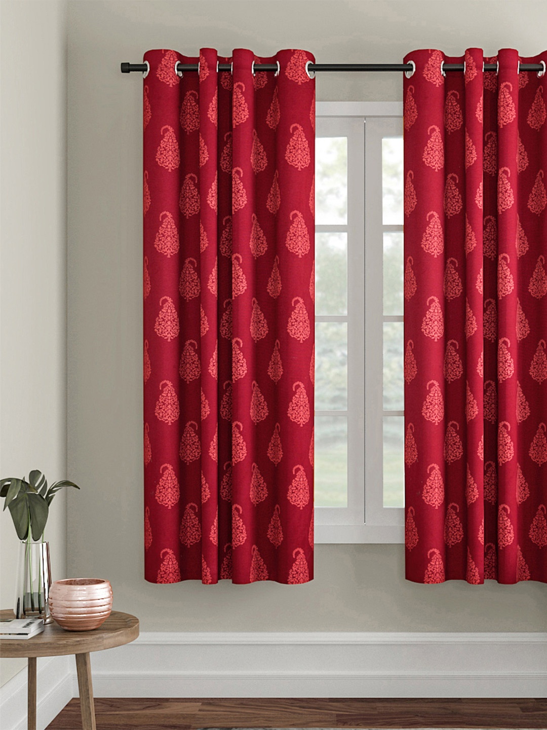 

Soumya Maroon Single Paisley Room Darkening Window Curtain