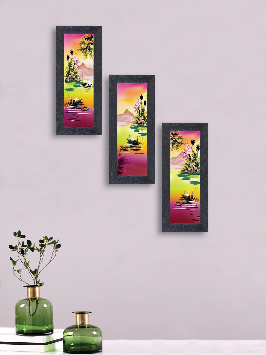 

nest ART Set of 3 Synthetic Wood Wall Art, Pink