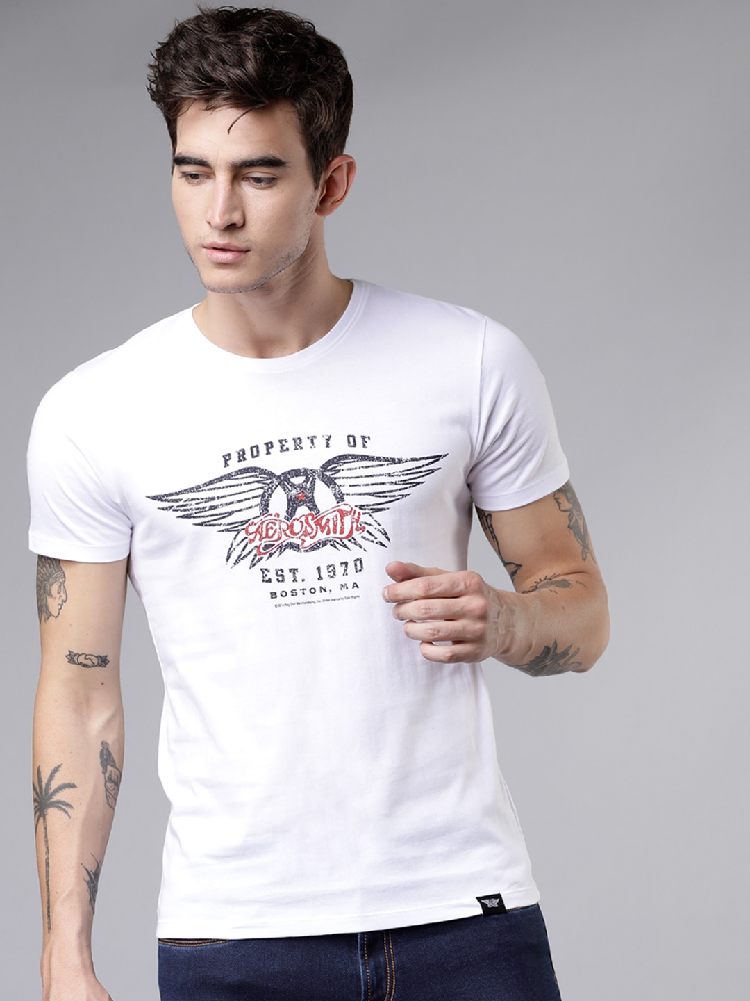 

LOCOMOTIVE Men White Printed Round Neck T-shirt