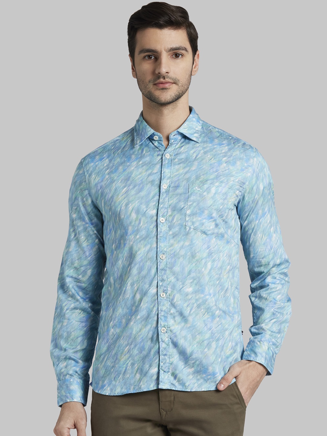 

Parx Men Blue Slim Fit Printed Casual Shirt