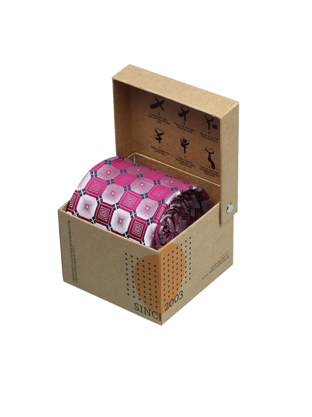 

Tossido Pink Woven Design Broad Tie