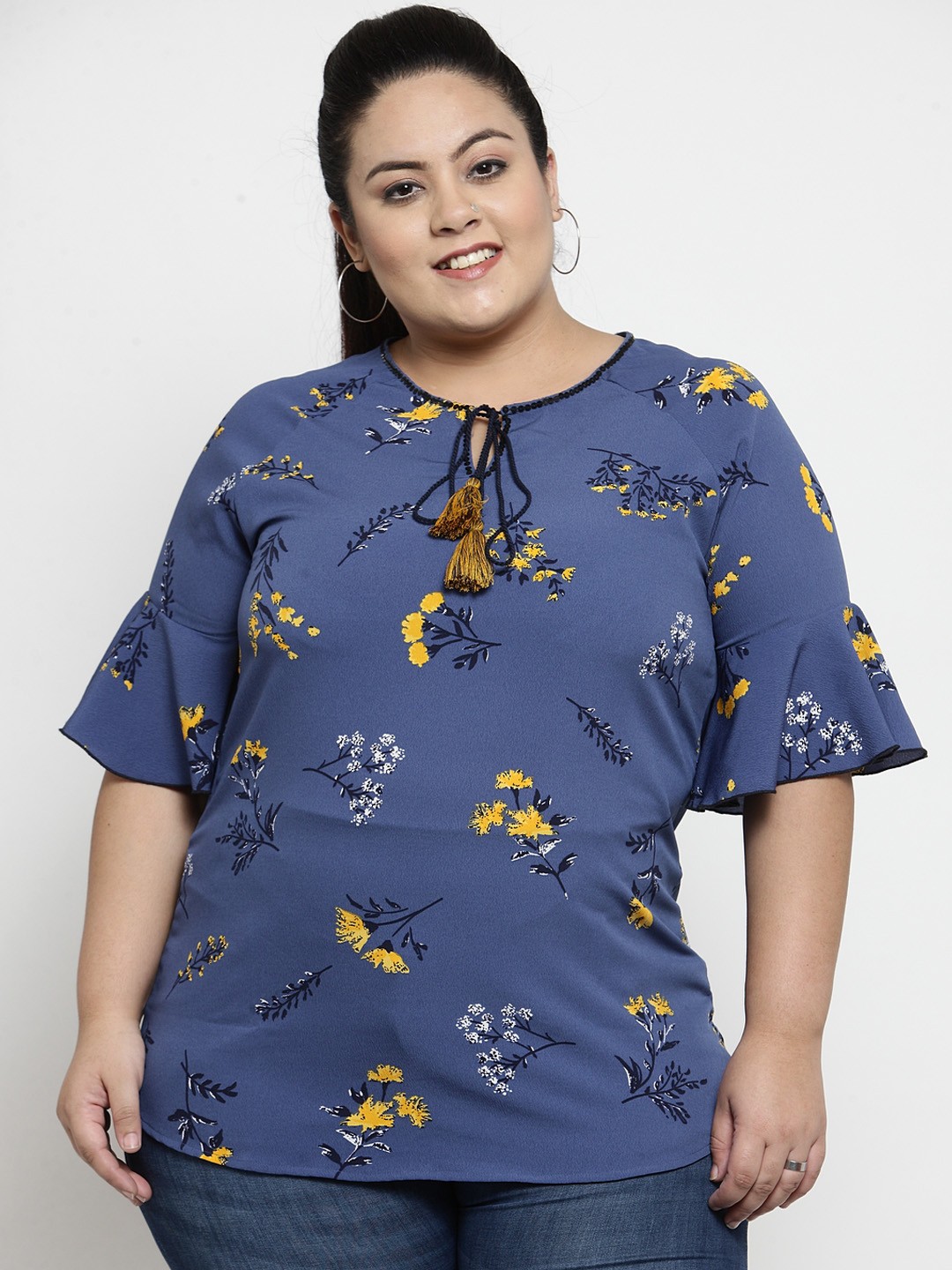 

plusS Women Blue Printed Top