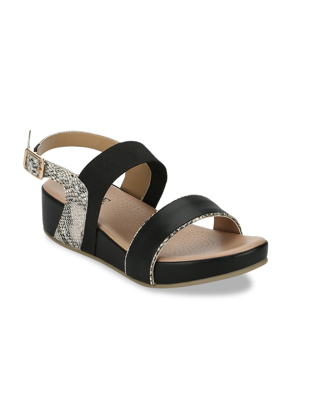 

Mode by Red Tape Women Black & Off-White Solid Wedges