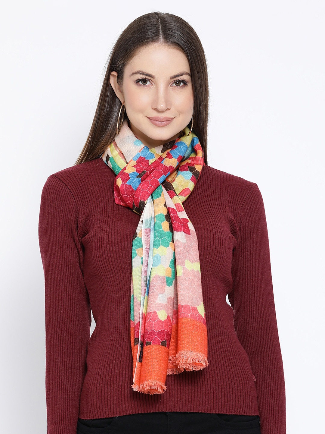 

SHINGORA Women Red Woven Design Stole