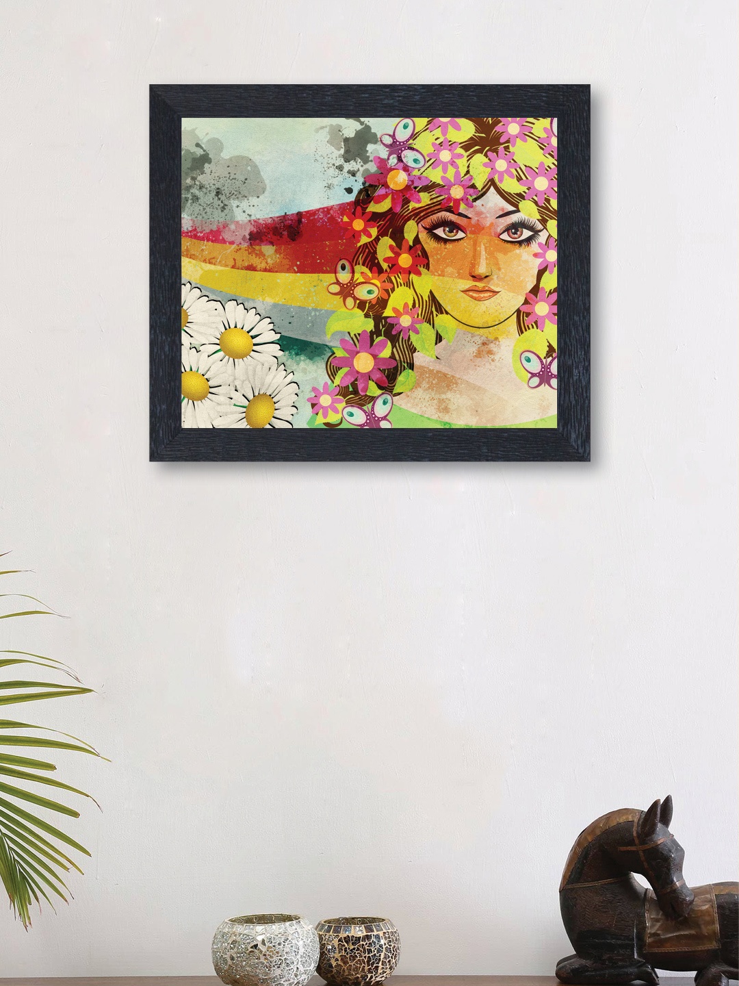 

nest ART Multicoloured Synthetic Wood Pretty Girl Wall Art, Multi