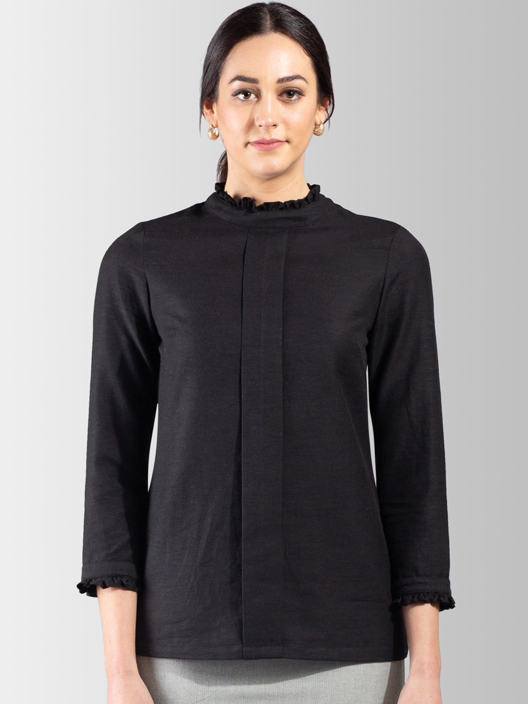 

FableStreet Women Black Solid Top