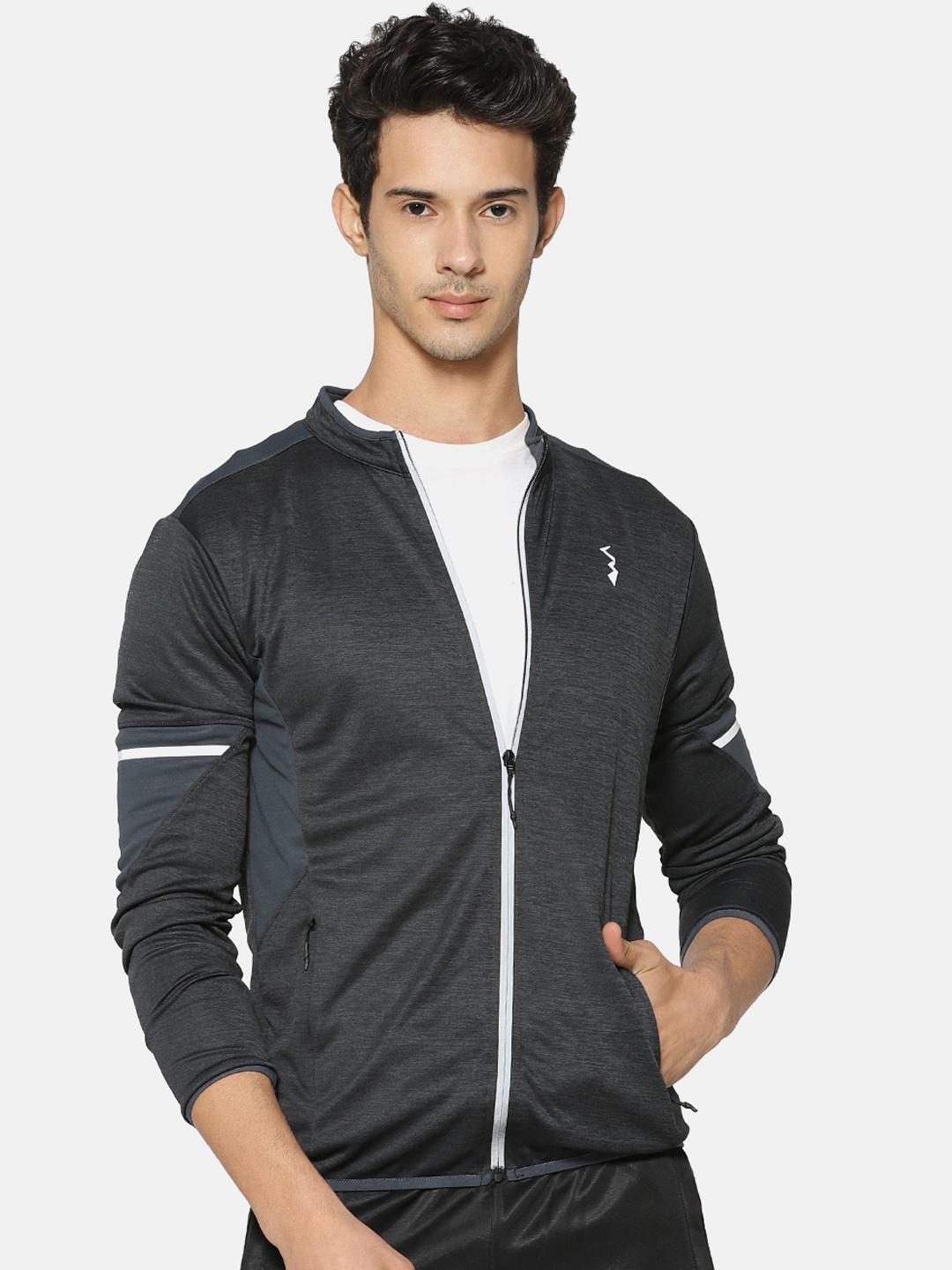 

Campus Sutra Men Charcoal Grey Solid Solid Jacket