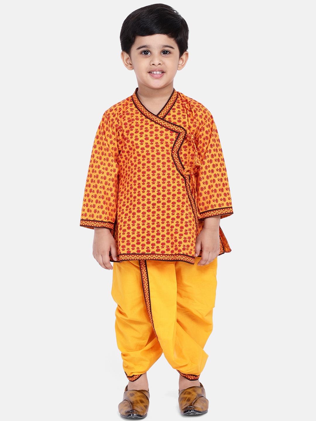

BownBee Boys Yellow Printed Kurta with Dhoti Pants
