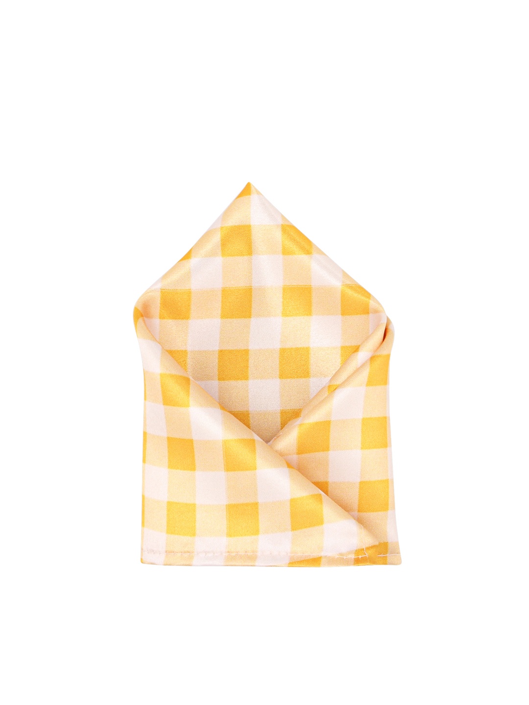Blacksmith Men Yellow & White Checked Pocket Square