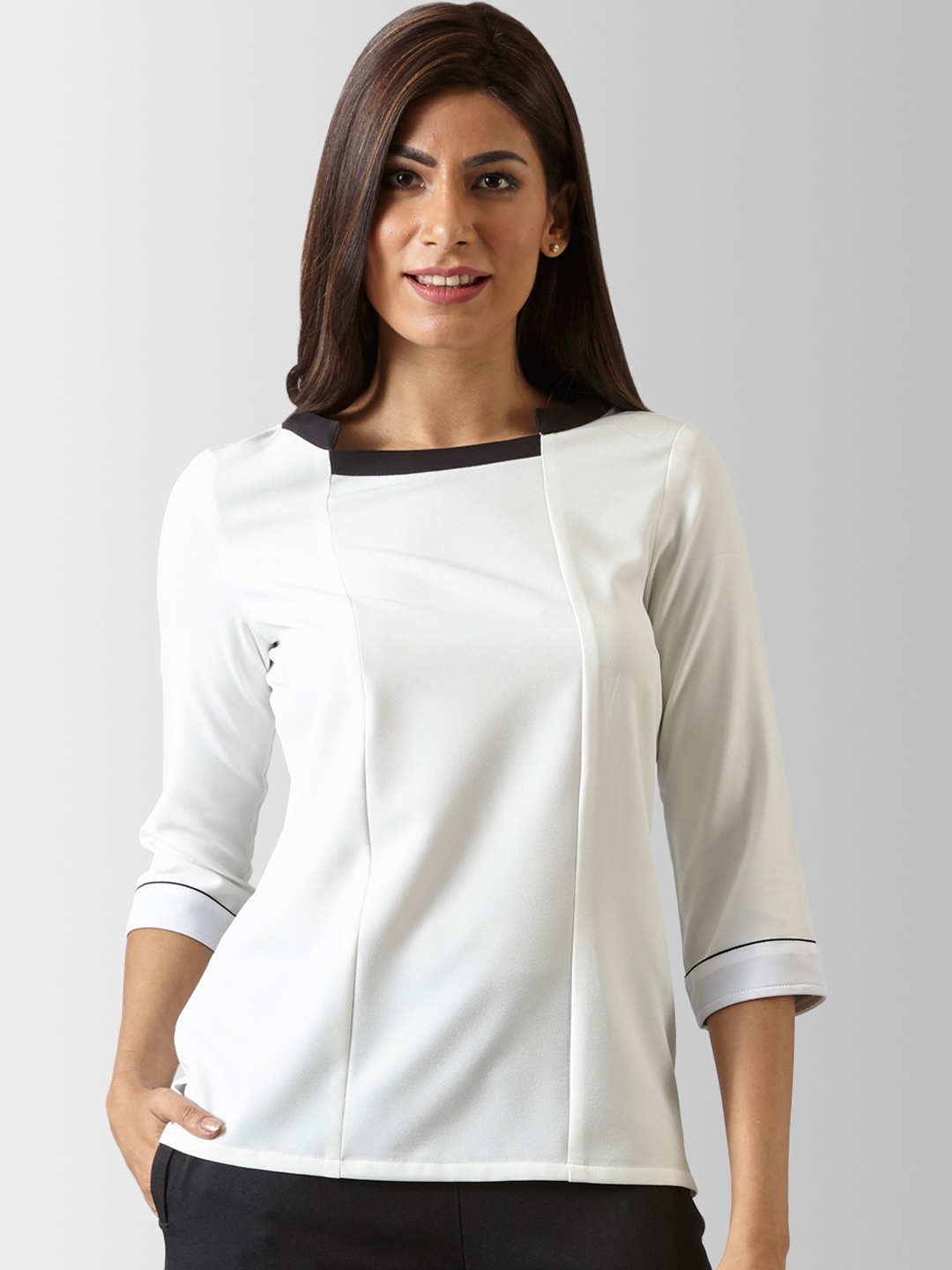 

FableStreet Women White Solid Top
