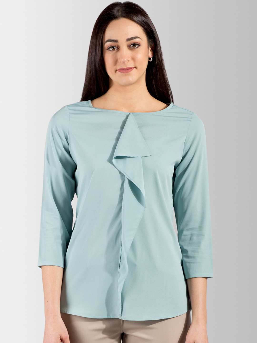 

FableStreet Women Blue Solid Top