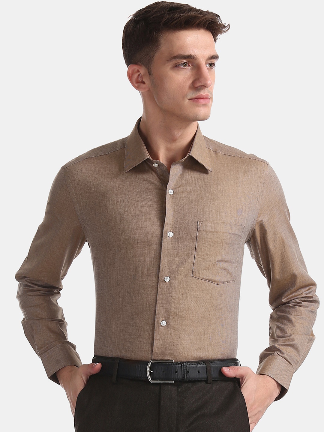 

Arrow Men Brown Slim Fit Solid Formal Shirt