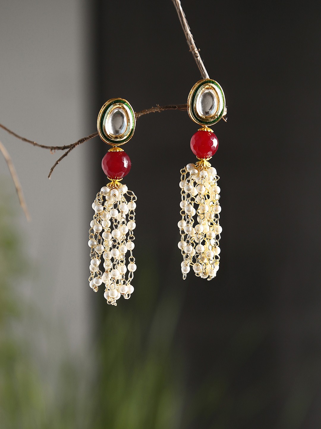 

Bamboo Tree Jewels Gold-Toned Contemporary Drop Earrings