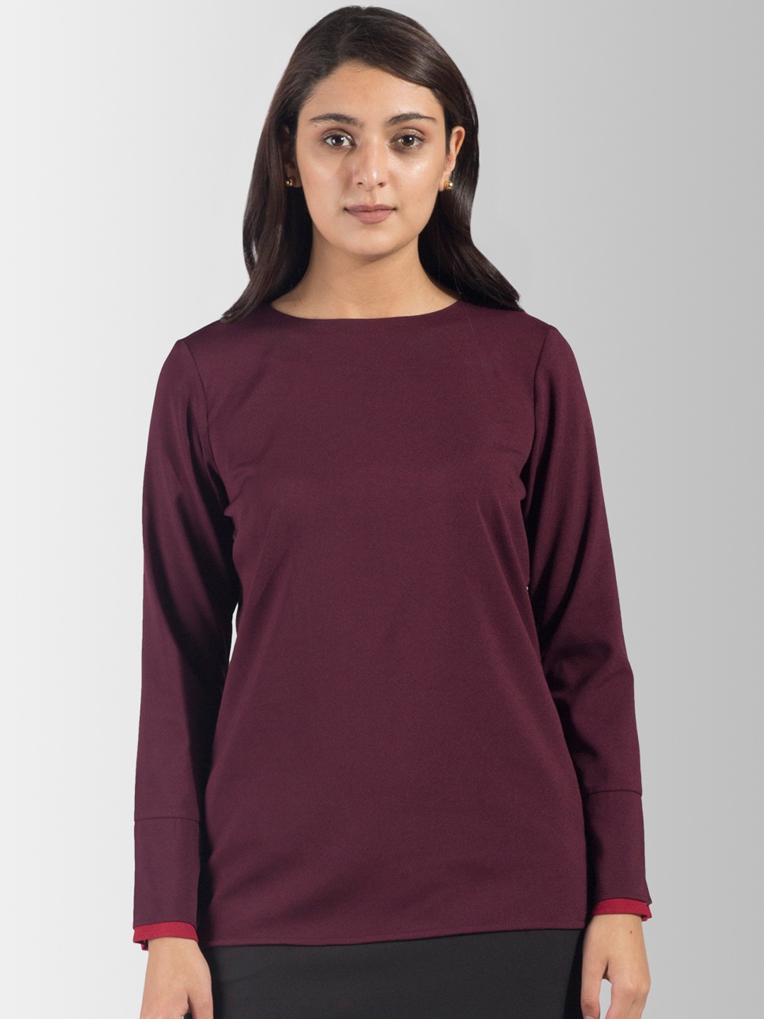 

FableStreet Women Maroon Solid Top