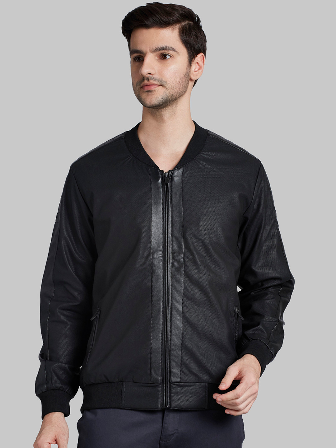 

Parx Men Black Solid Bomber Jacket