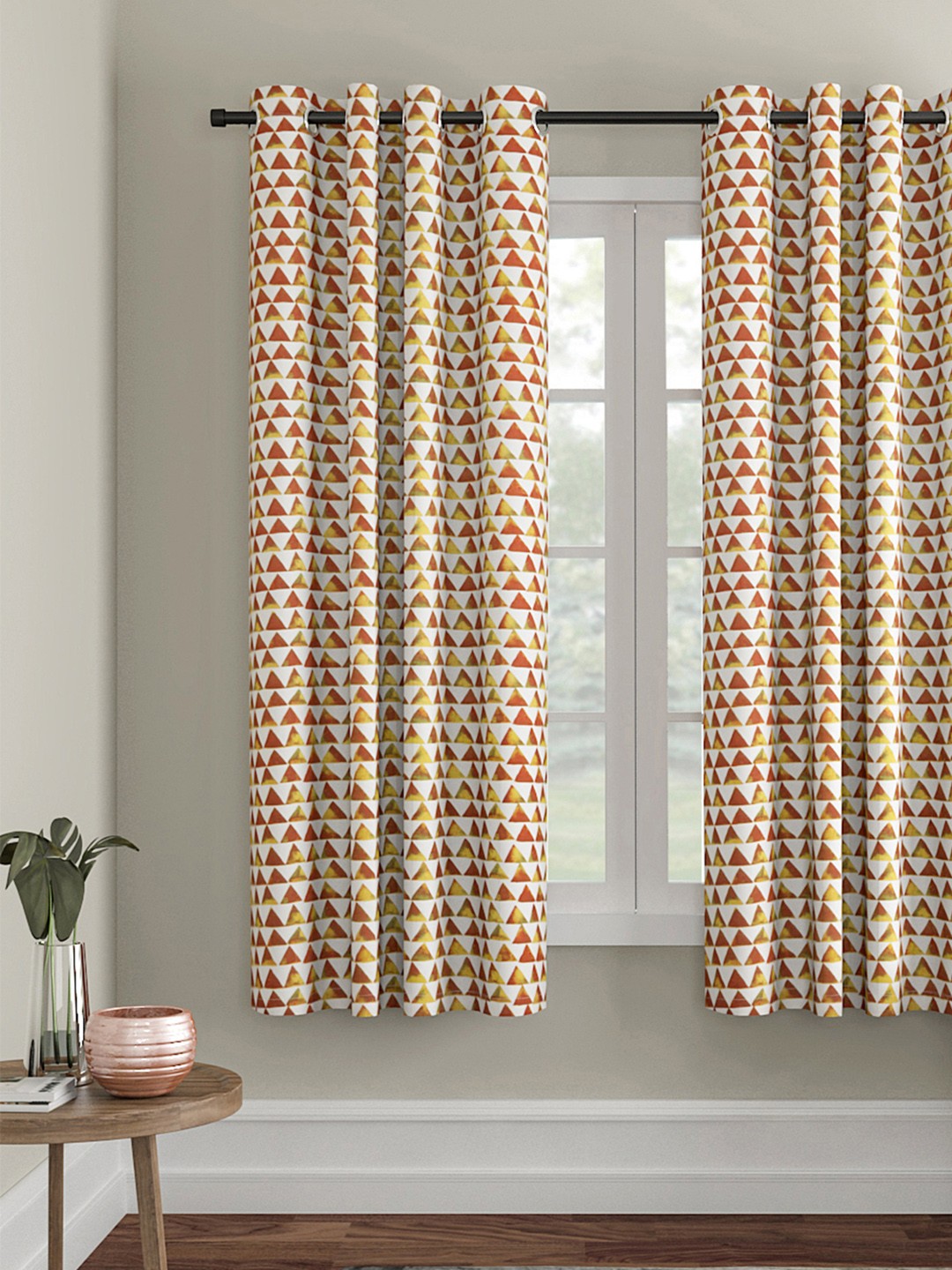 

Soumya Rust & White Printed Single Window Curtain