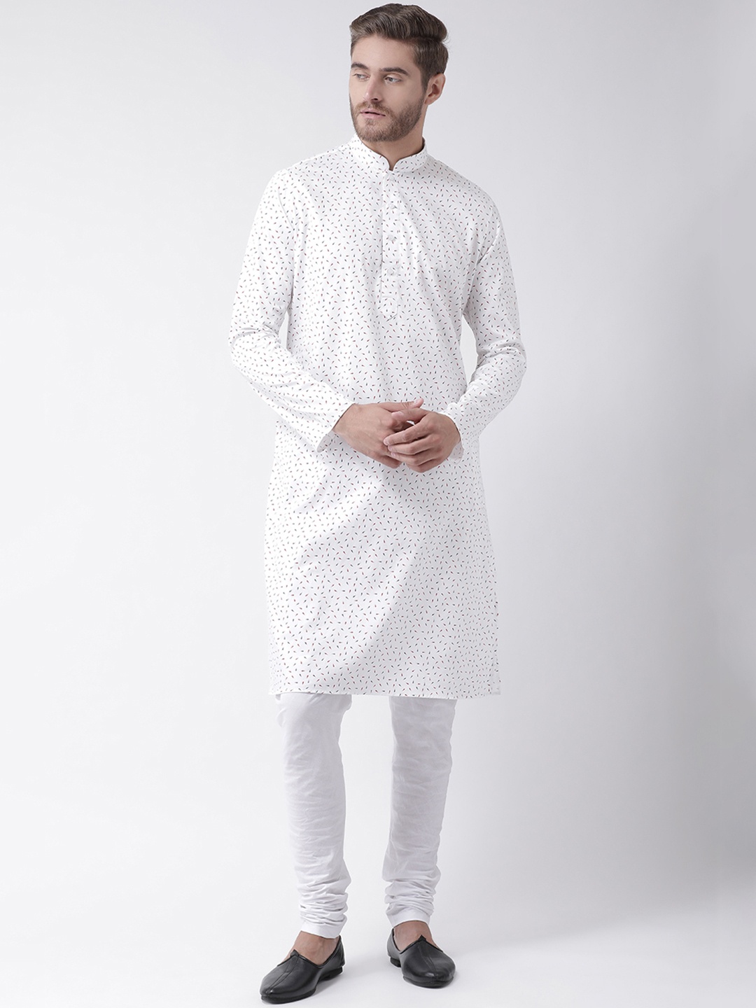 

DEYANN Men White Printed Kurta with Pyjamas