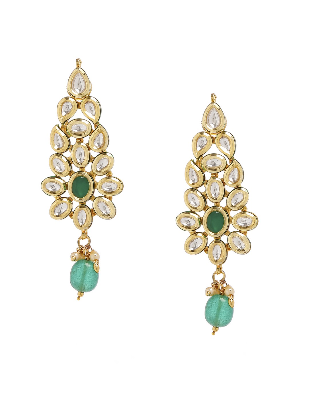 

Bamboo Tree Jewels Women Gold-Toned & Green Handcrafted Contemporary Drop Earrings
