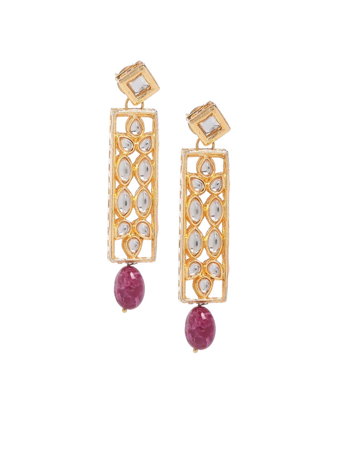 

Bamboo Tree Jewels Gold-Toned Contemporary Handcrafted Drop Earrings