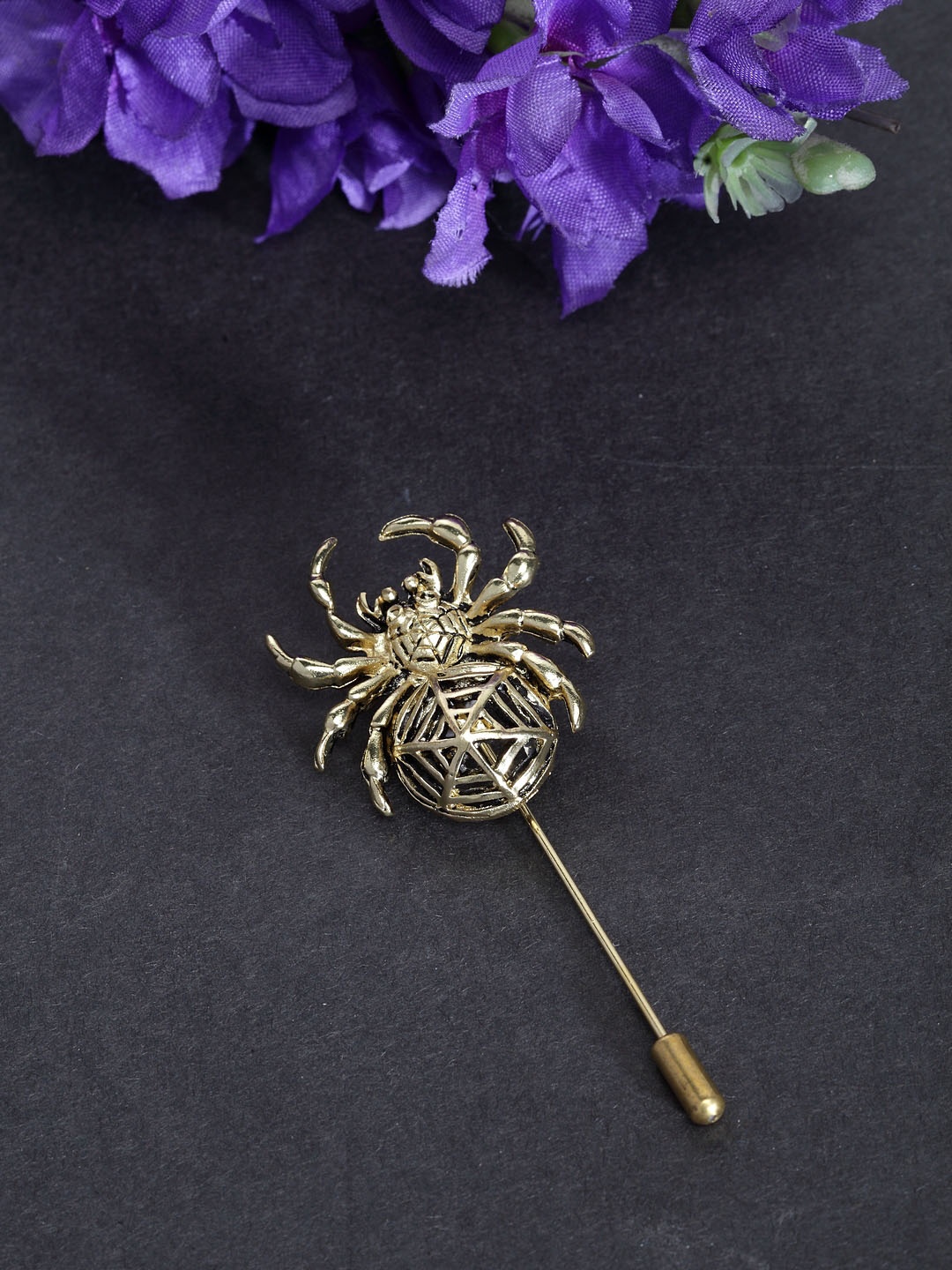 

Jewel Junction Men Gold-Toned Spider Shaped Brooch