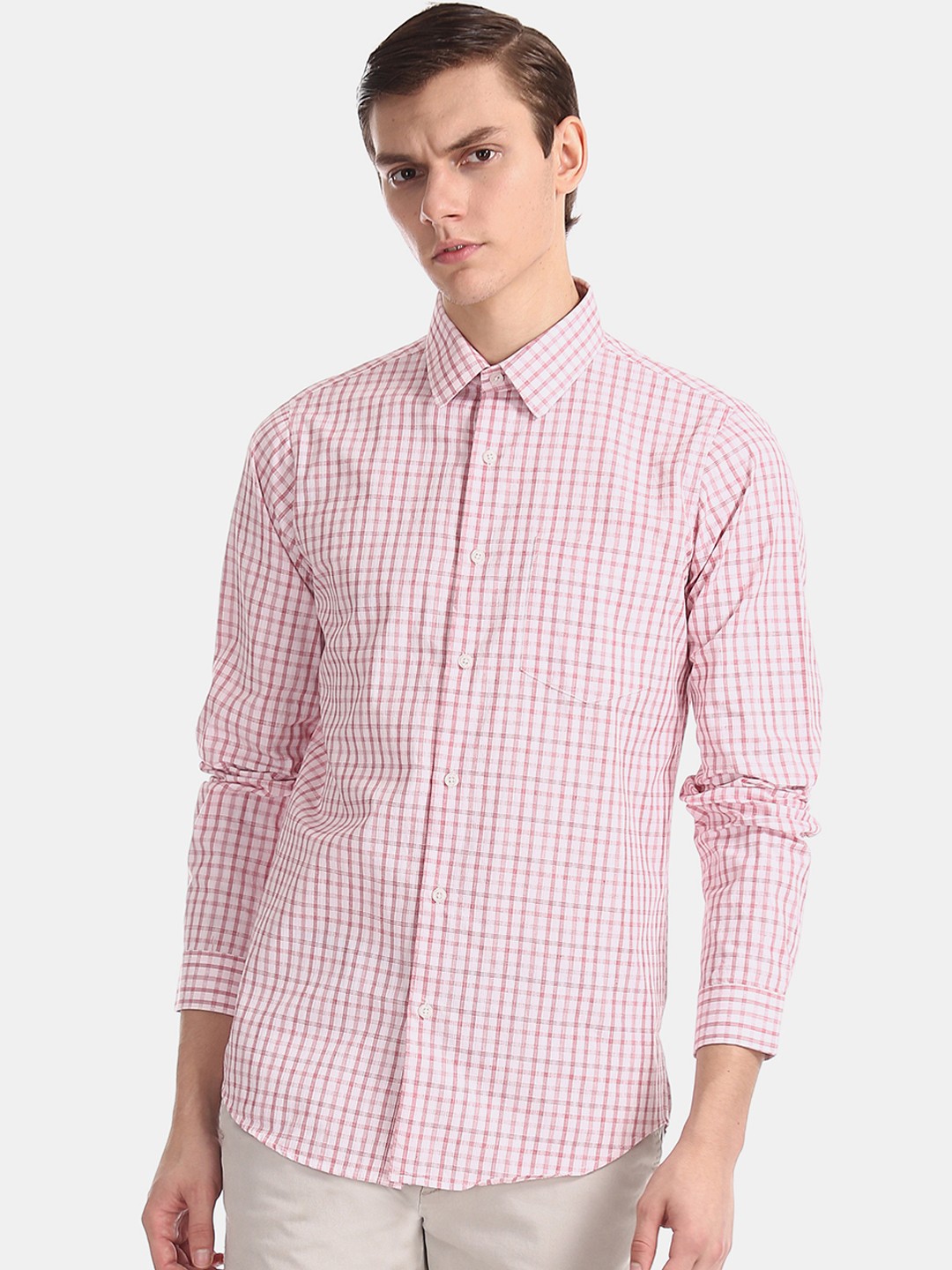 

Excalibur Men Red Slim Fit Checked Formal Shirt