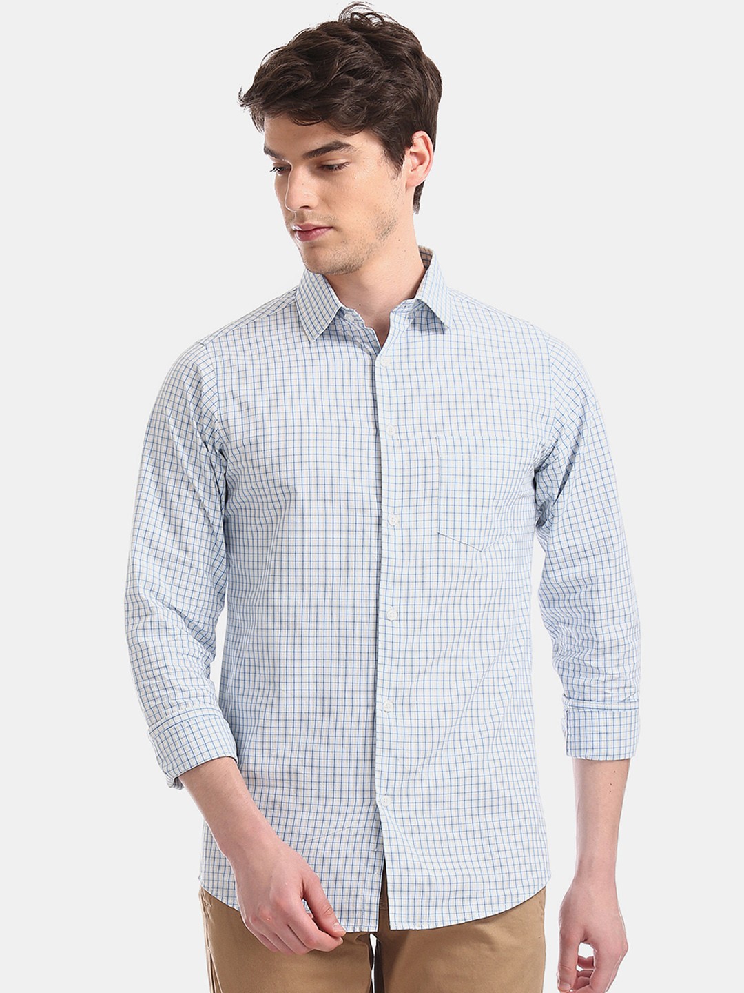 

Excalibur Men Blue Slim Fit Checked Casual Shirt
