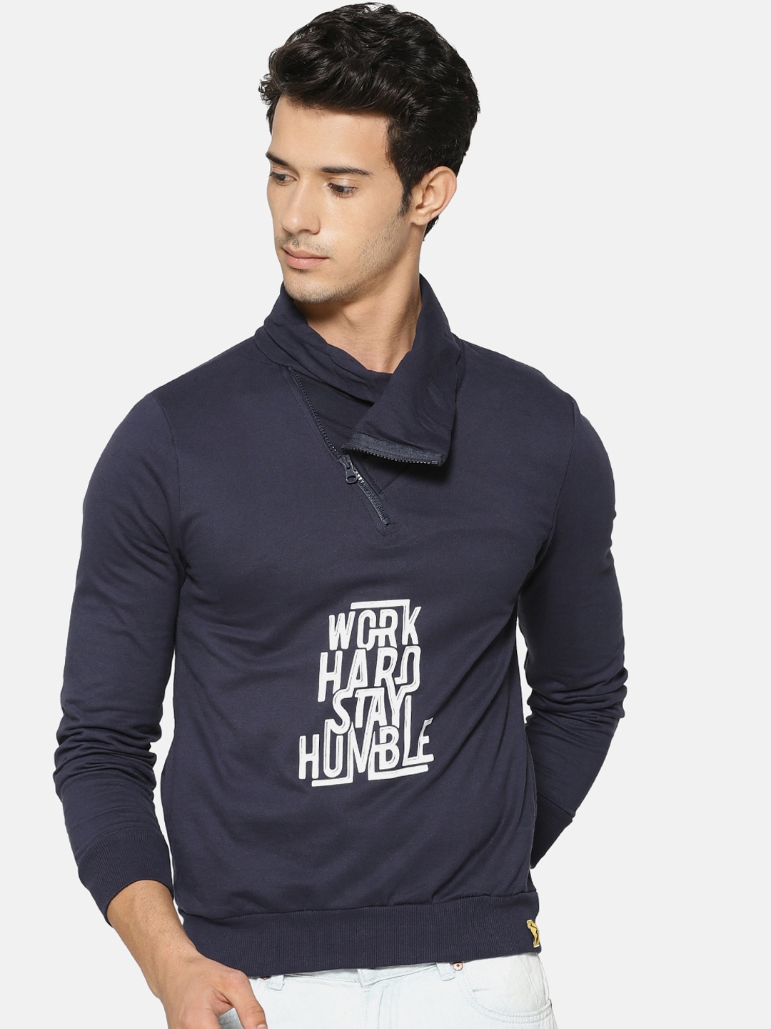 

Campus Sutra Men Navy Blue Printed Sweatshirt