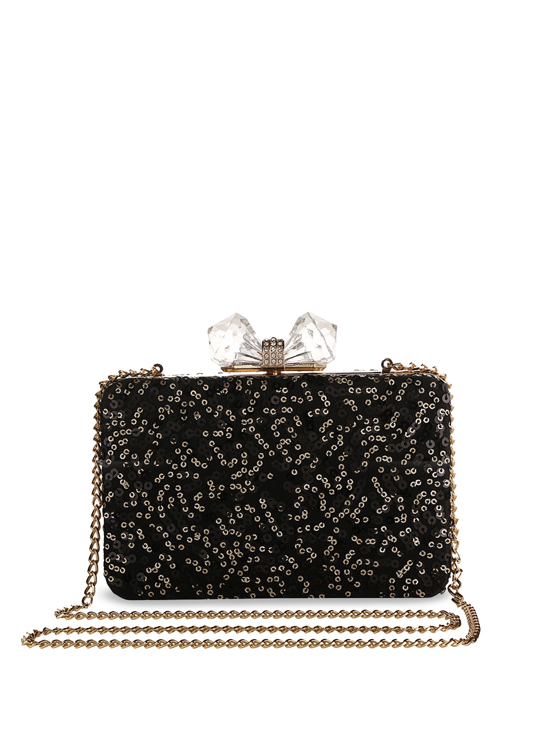 

Vdesi Black & Beige Embellished Jute Clutch