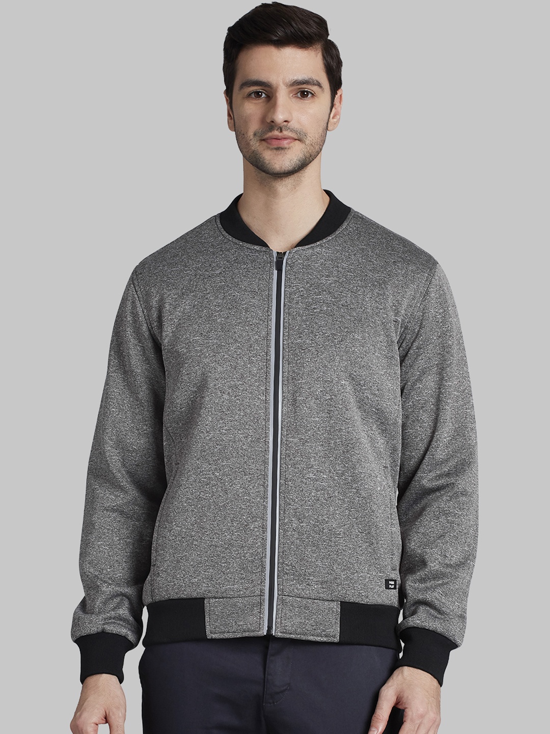 

Parx Men Grey Solid Bomber Jacket