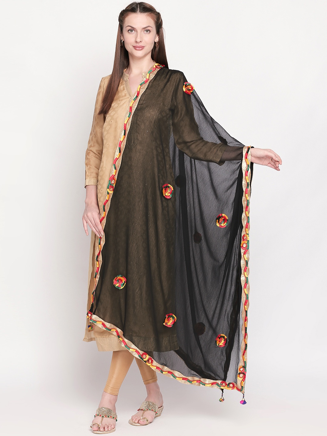 

Dupatta Bazaar Black Woven Design Dupatta