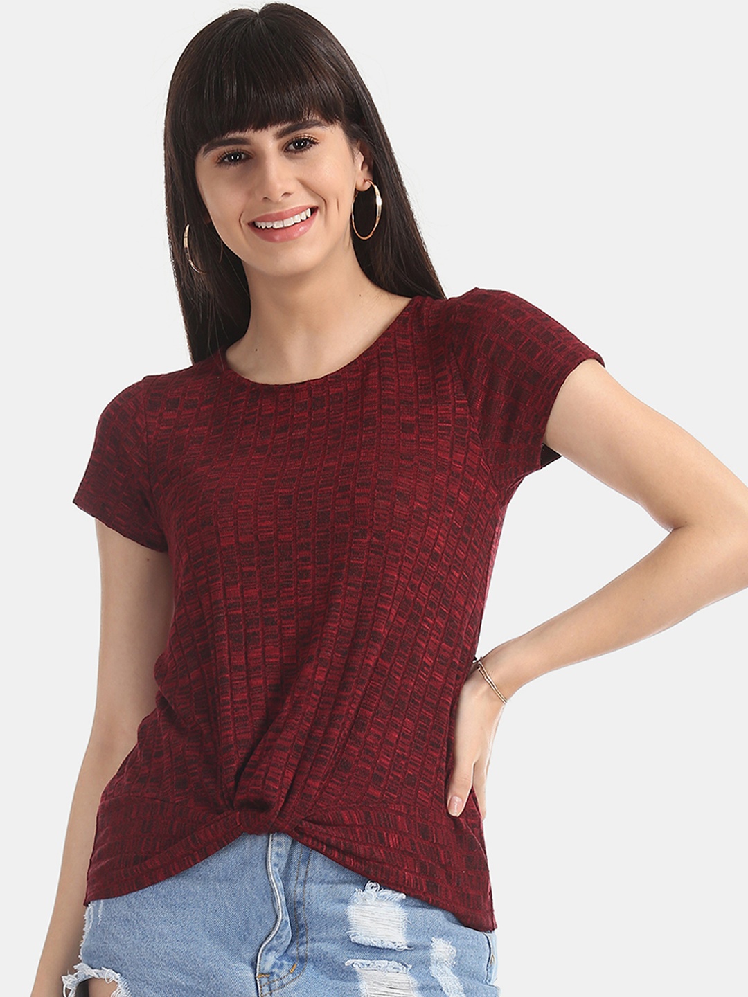 

Sugr Women Red Self Design Top