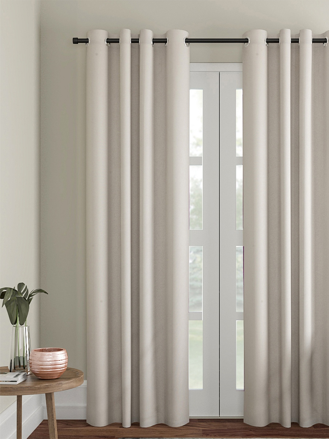 

Soumya Grey Solid Single Room Darkening Long Door Curtain