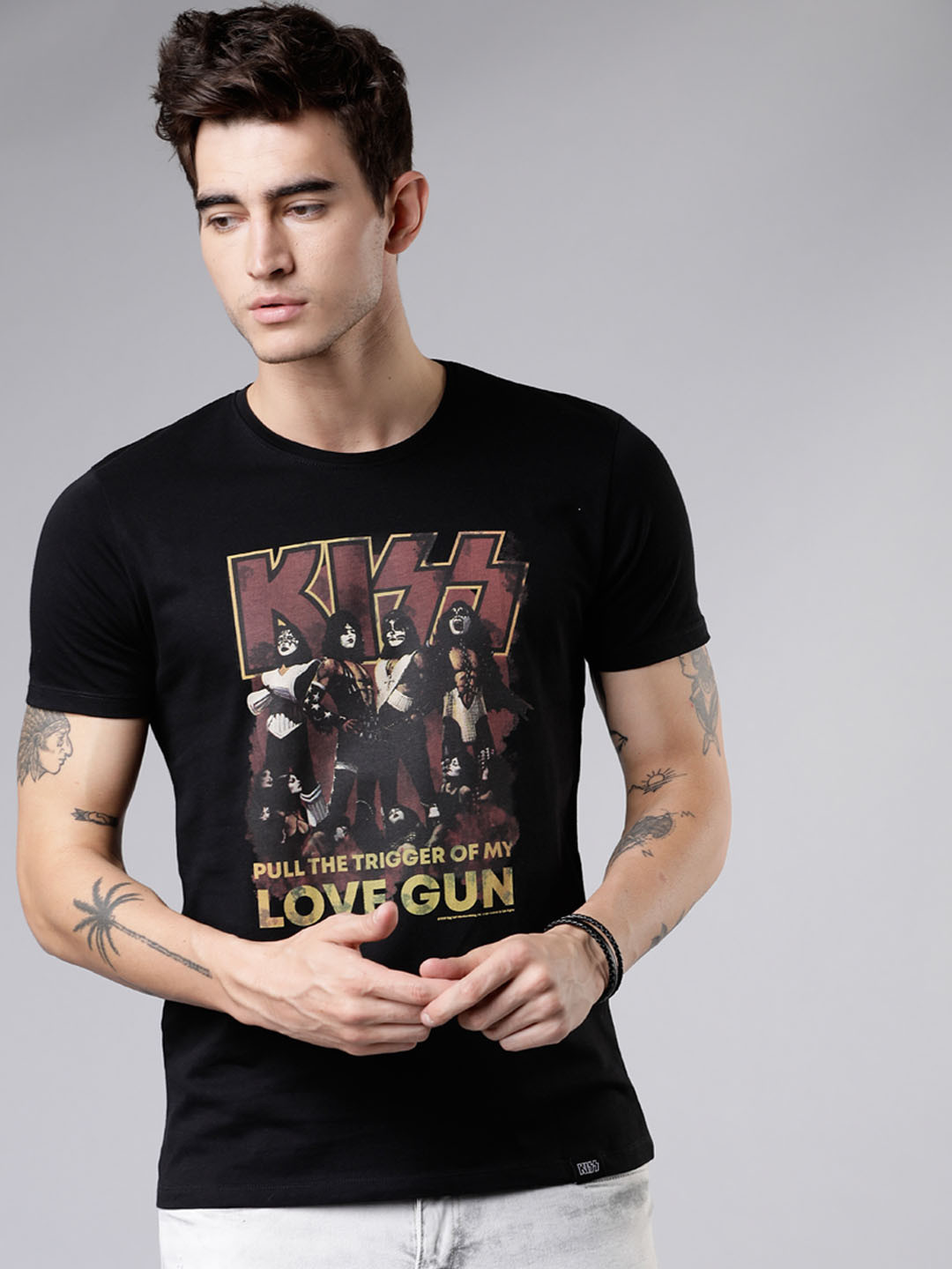

LOCOMOTIVE Men Black Printed Round Neck T-shirt