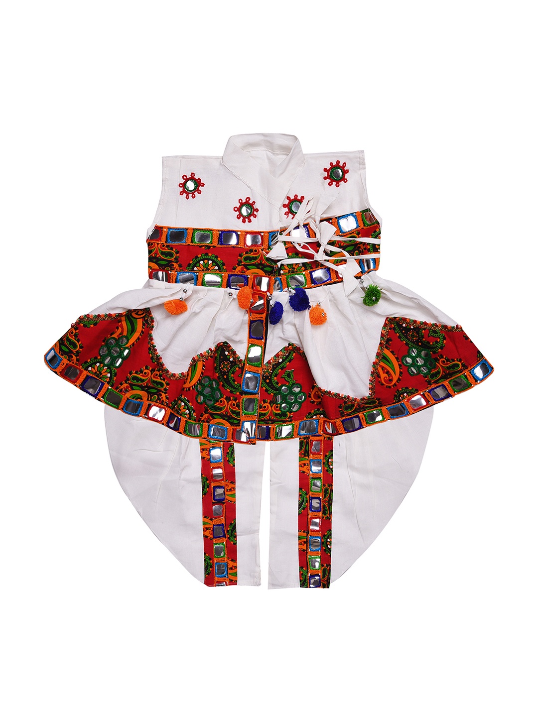 Wish Karo Boys White & Red Embroidered Kurta with Dhoti Pants
