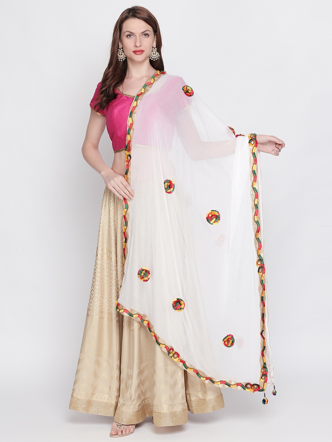 

Dupatta Bazaar White Chiffon Embroidered Dupatta