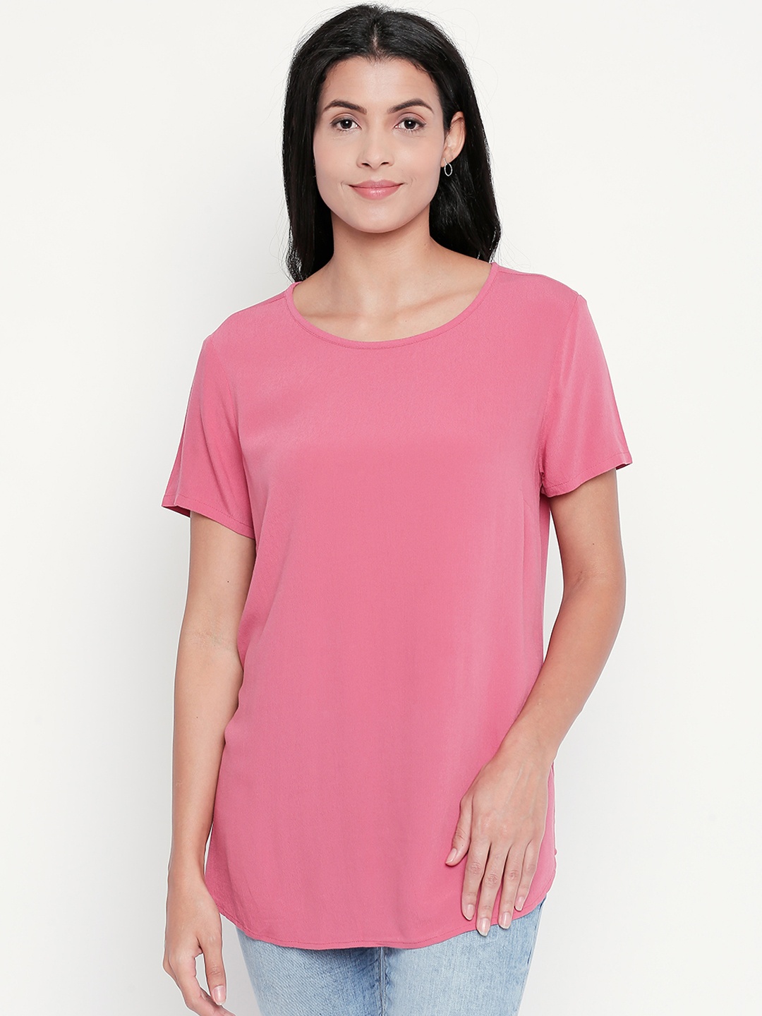

Honey by Pantaloons Women Coral Polka Dot Top