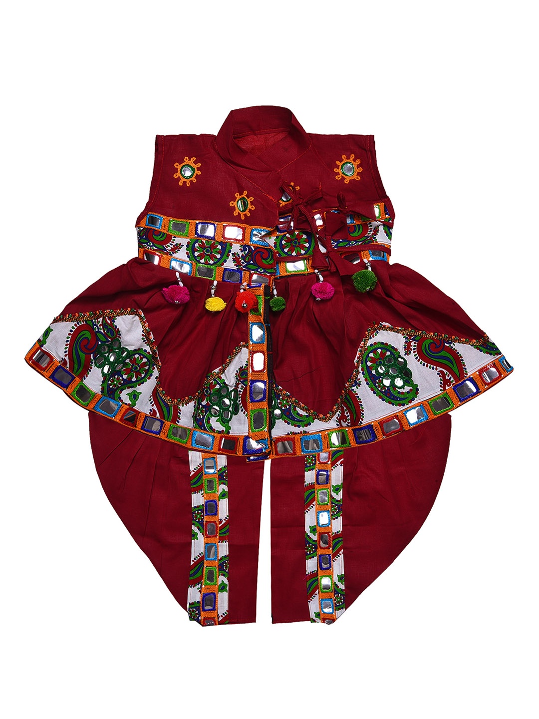 

Wish Karo Boys Maroon Embroidered Kurta with Dhoti Pants