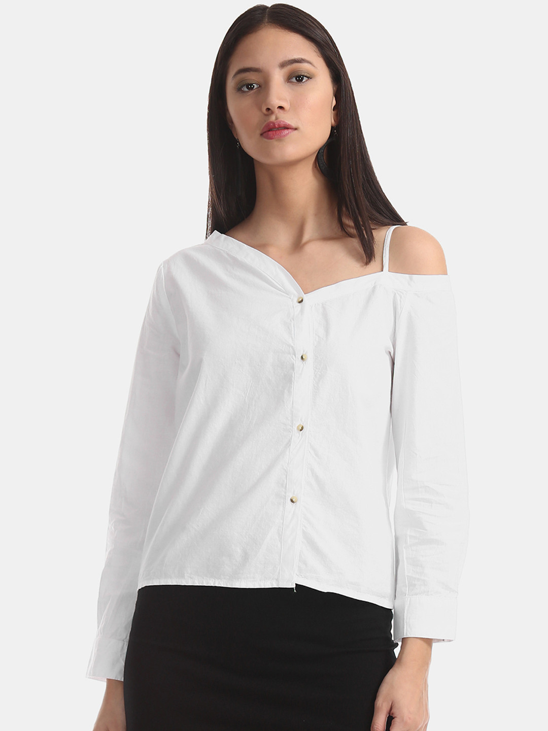 

Sugr Women White Solid Shirt Style Top
