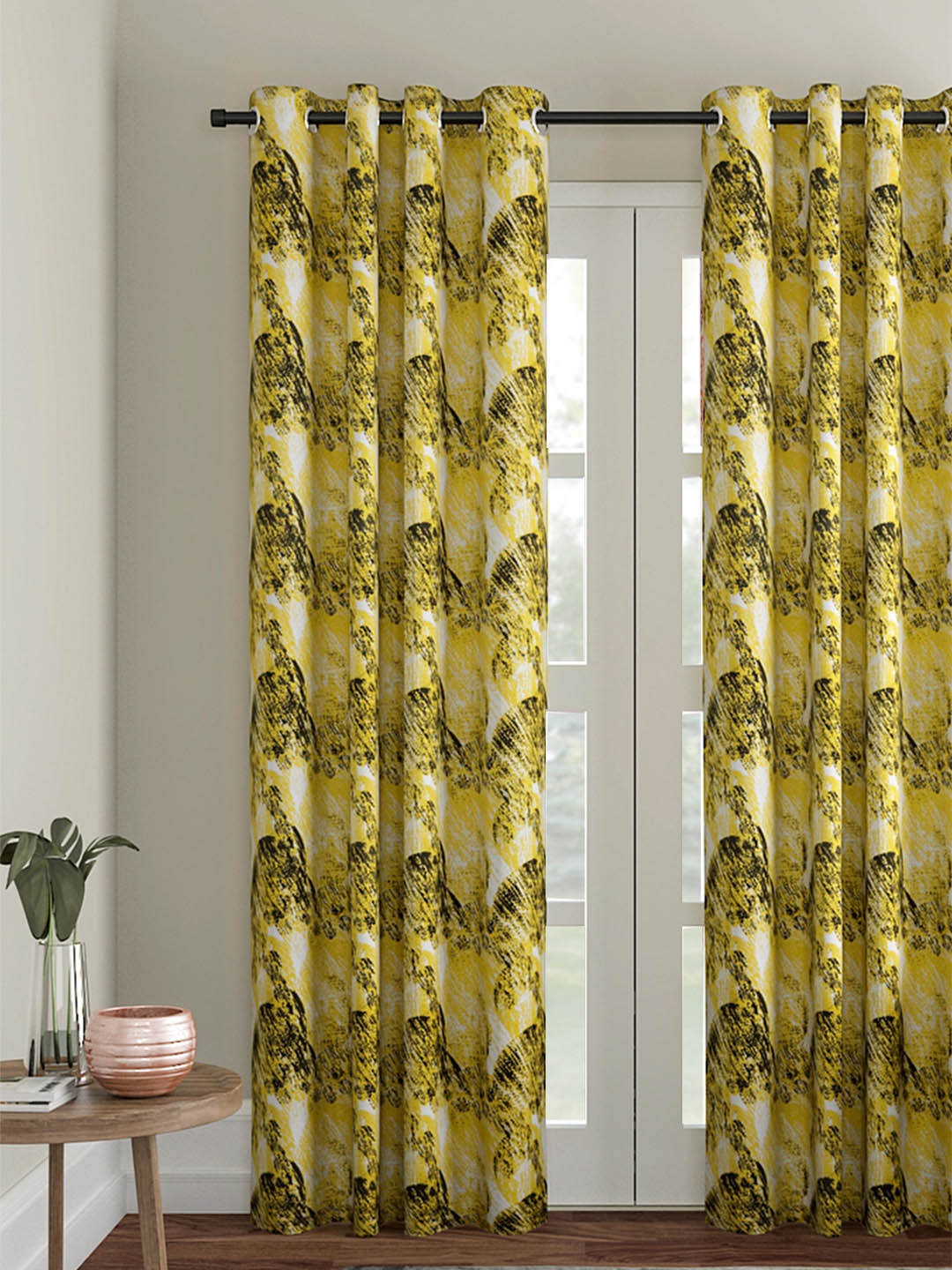 

Soumya Yellow Set of Single Door Curtains