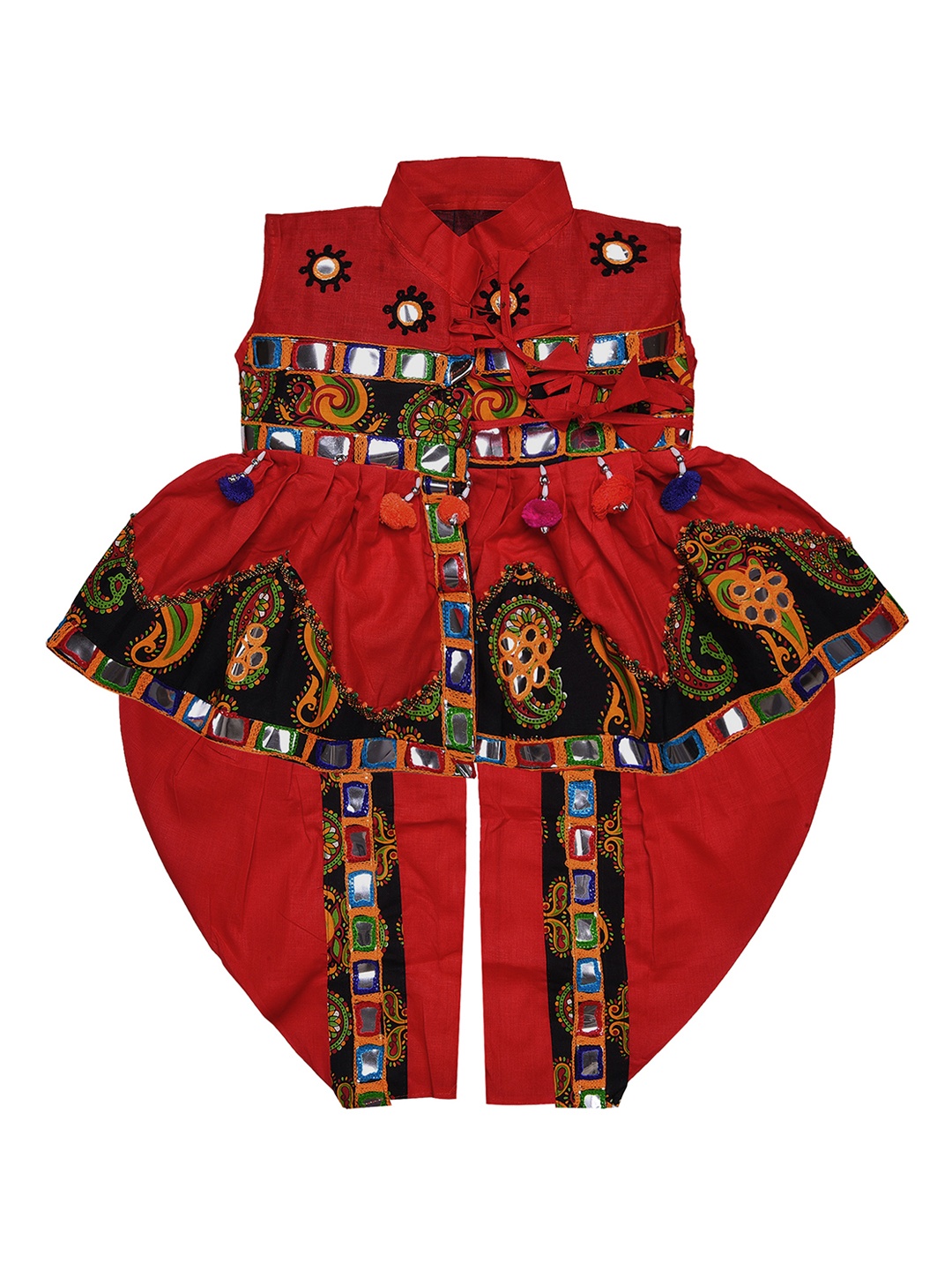 

Wish Karo Boys Red Embroidered Kurta with Dhoti Pants