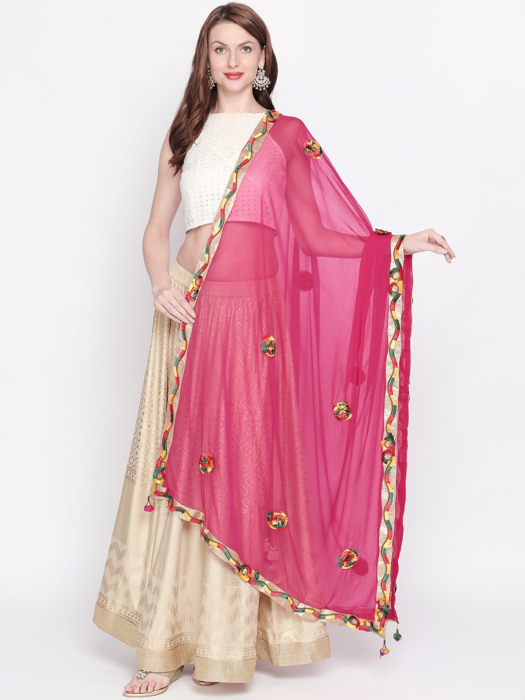 

Dupatta Bazaar Pink Embroidered Chiffon Dupatta