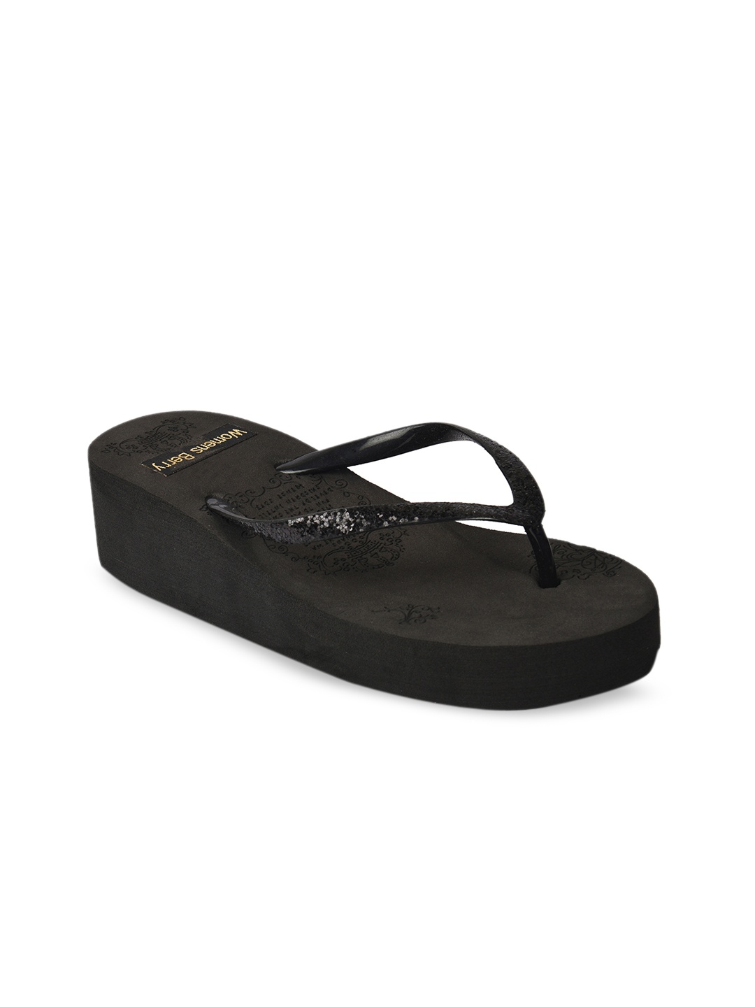 

WOMENS BERRY Women Black Textured Sandals