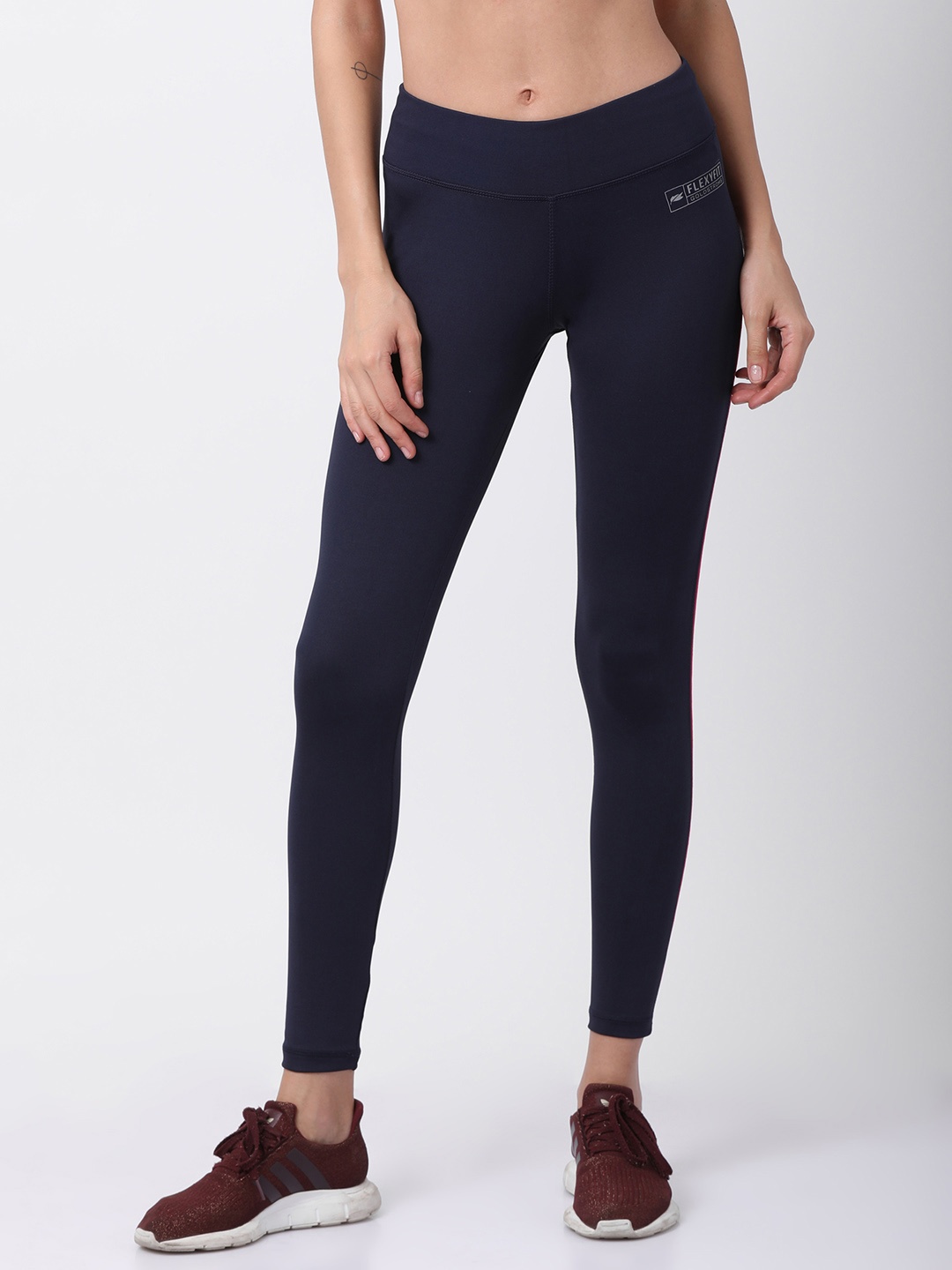 

GOLDSTROMS Women Navy Blue Solid Dri Fit Tights