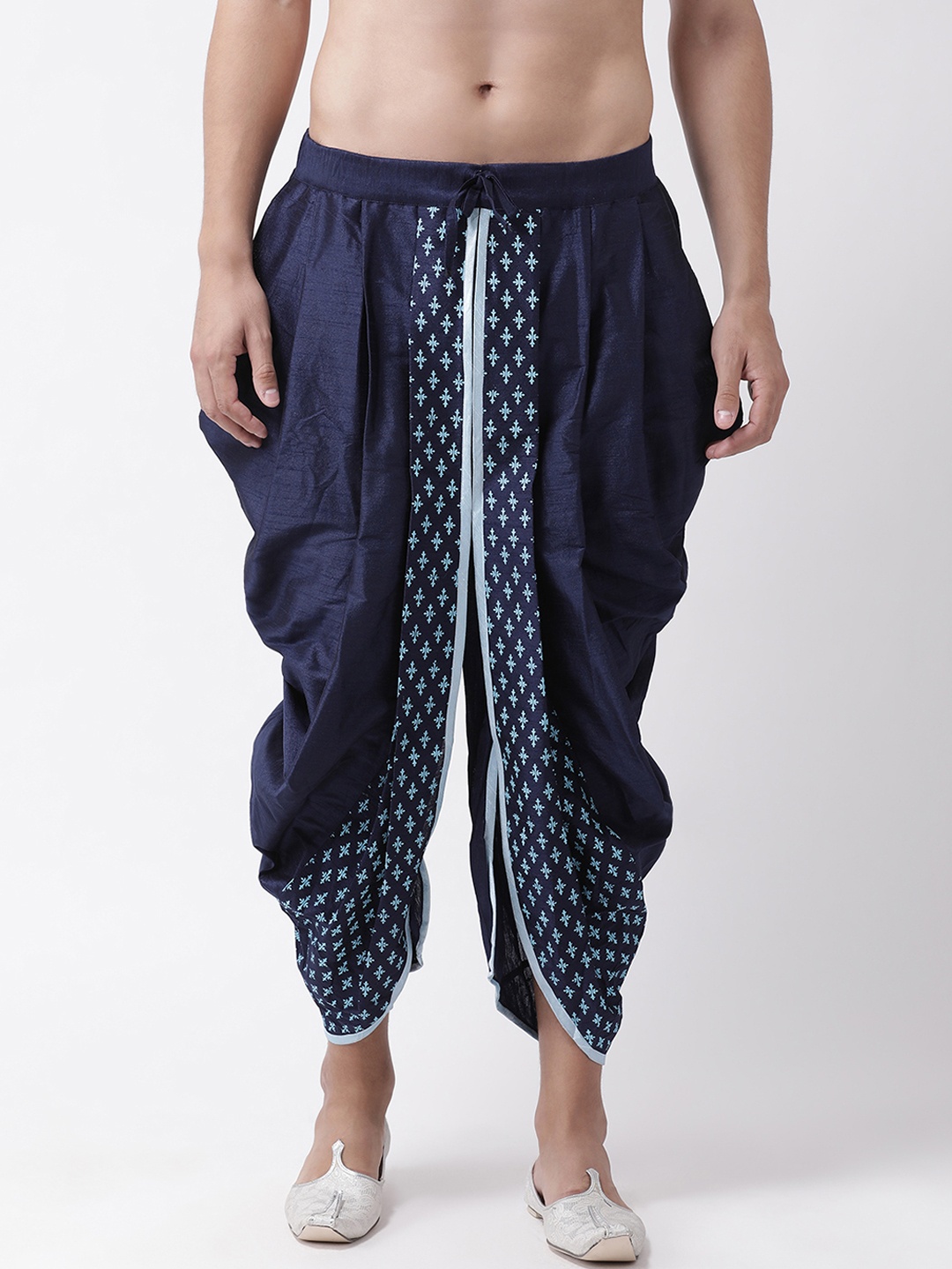

DEYANN Men Navy Blue Printed Dhoti