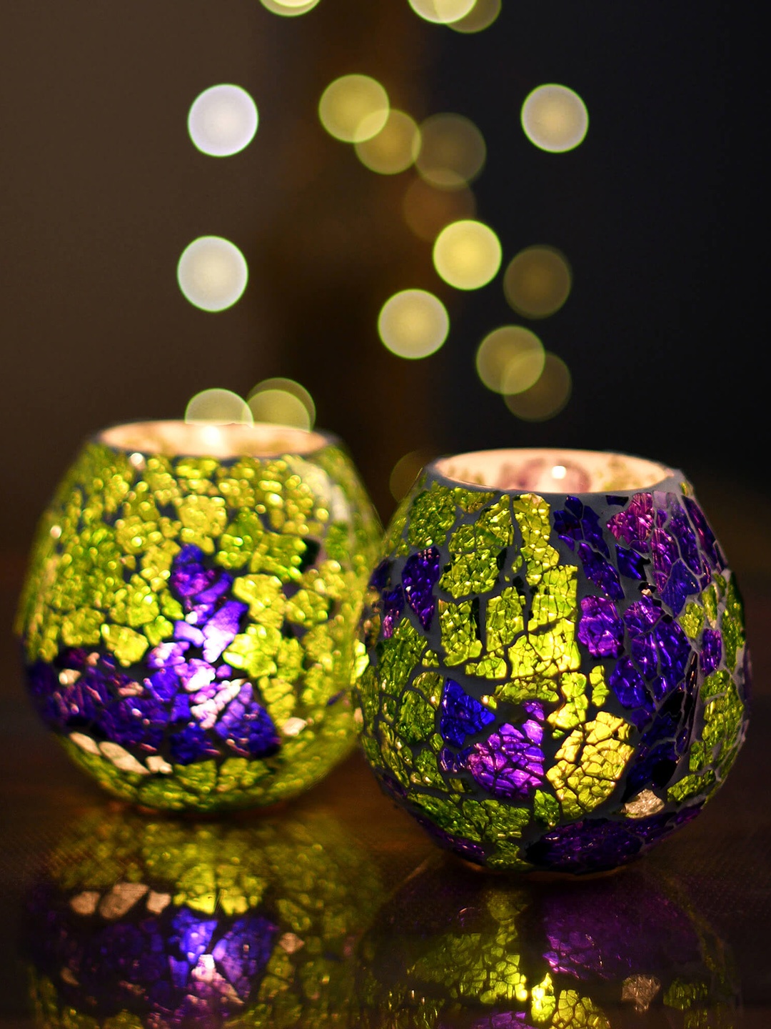 

Homesake Set of 2 Green & Blue Crystal Decorative Votives
