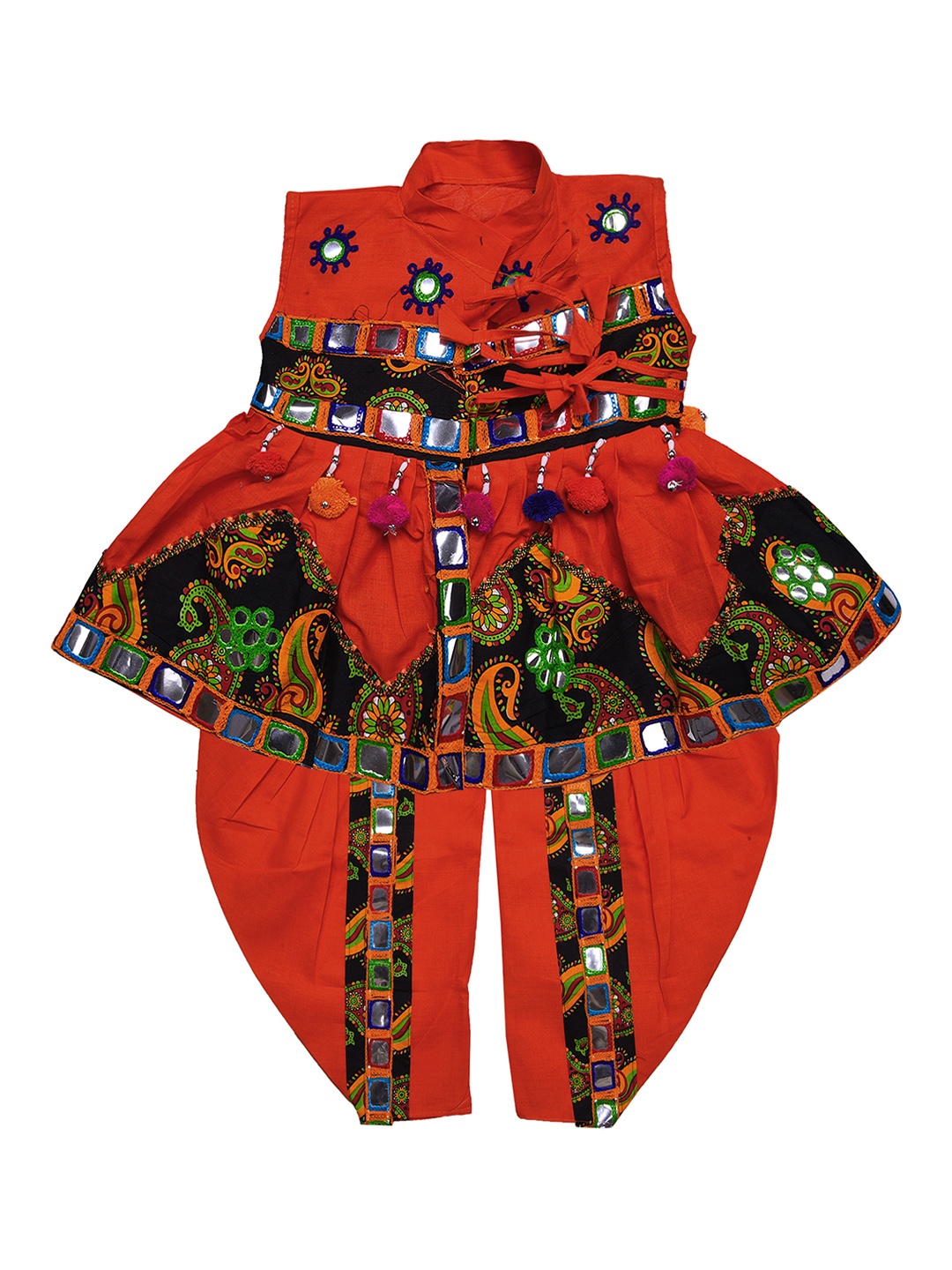 

Wish Karo Boys Orange & Black Embroidered Kurta with Dhoti Pants