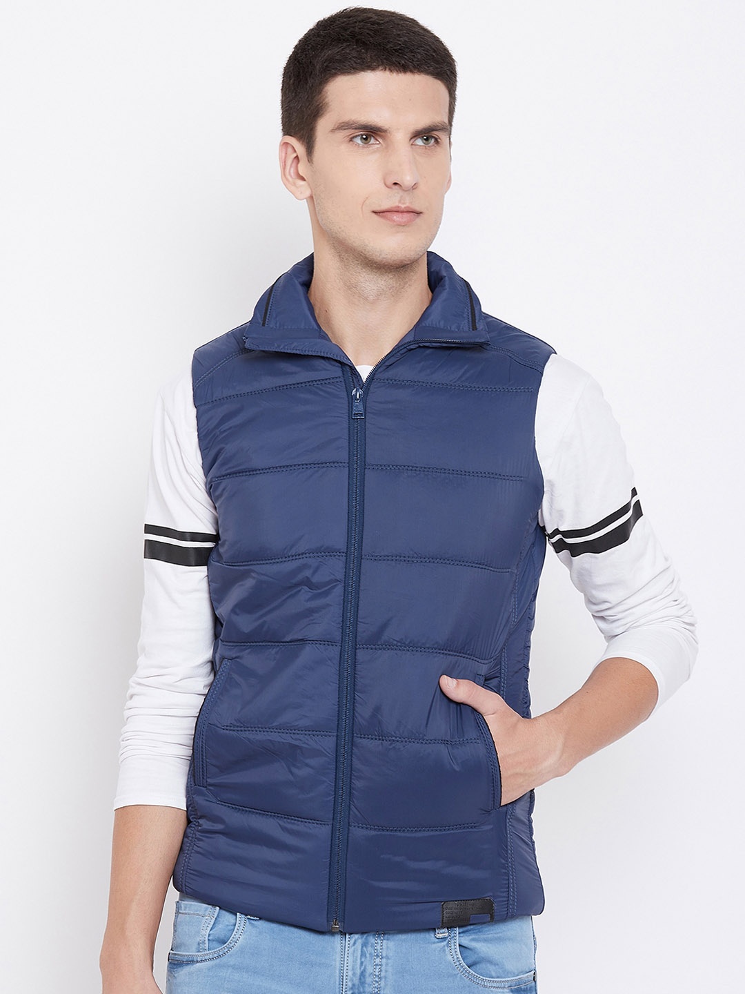 

Spirit Men Blue Solid Padded Jacket