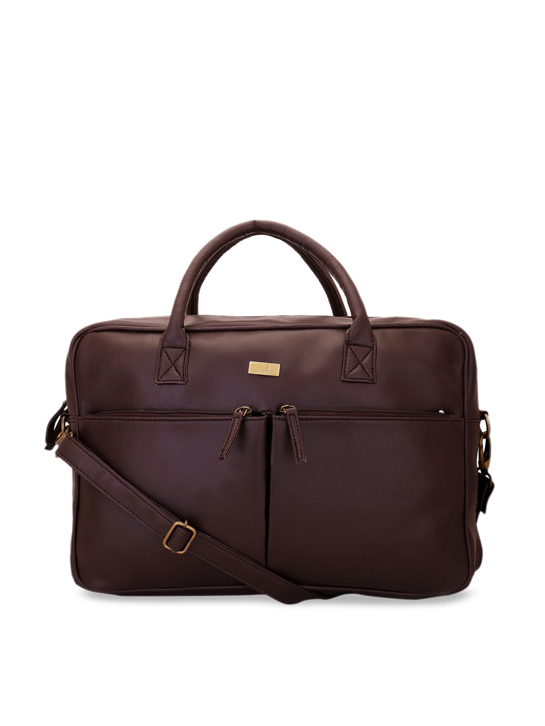 

yelloe Men Brown Solid Laptop Bag